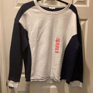 Women's Navy and White Sweatshirt